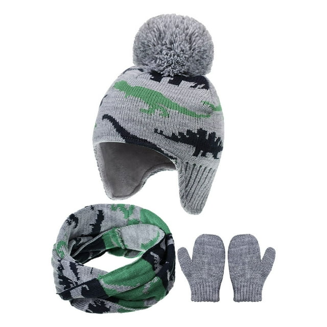 Jumpingount Gorro Bufanda Manoplas Conjunto Niños Gorros Piezas de invierno Azul agua caliente M 2-3 años Type2 NO2 Jumpingount AP009415-14B