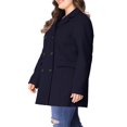 thumbnail image 3 of Women's Plus Size Notched Lapel Double Breasted Long Coat for Stylish Winter Wear 4X Dark Blue, 3 of 9