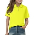 thumbnail image 3 of HAJWOH Yellow Junior Girls Uniform Tops Short Sleeve Tops Dressy Casual Button T-Shirt 2025 Spring New Collared Polo Shirts Comfortable Clothes Yellow 9-10 Years, 3 of 5