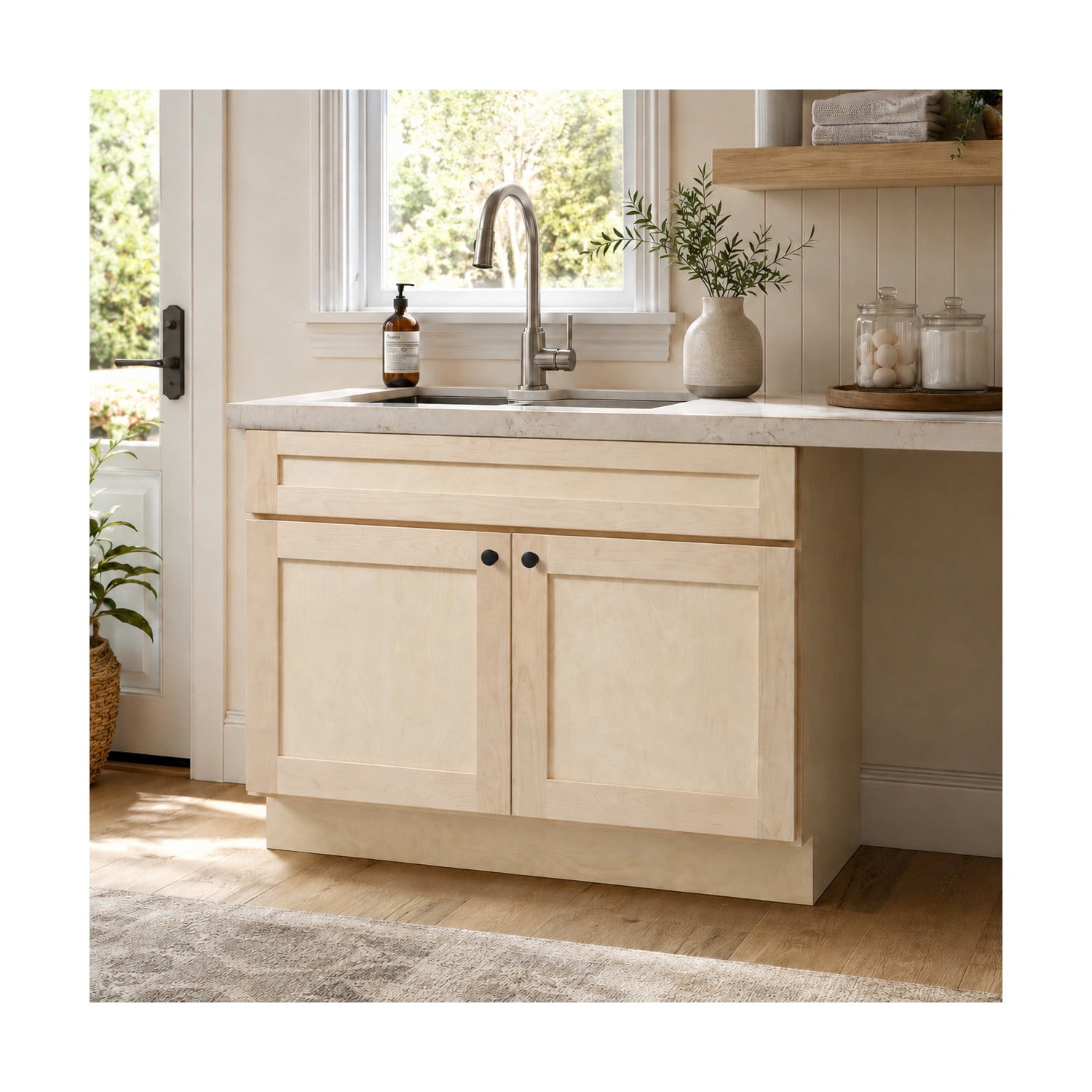 Design House Brookings Kitchen Sink Base Cabinet, Unfinished Birch, 48"