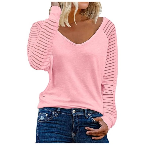 Womens Long/Short Sleeve V Neck T Shirt Sheer Mesh Raglan Tees Loose Casual Tops