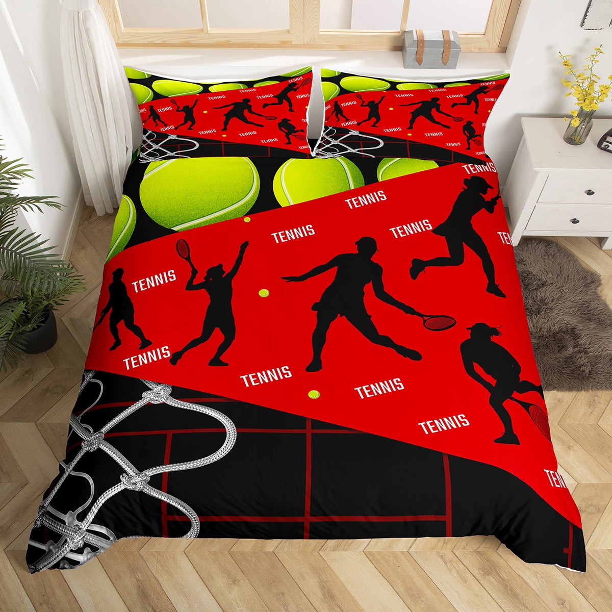 YST Teens Tennis Bedding Set Twin,Girls Tennis Player Duvet Cover ...