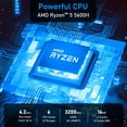thumbnail image 3 of Auusda H56 Mini PC Windows 11 Pro AMD R5 5600H Desktop Computer, 32GB RAM+512GB SSD, HDMI/DP/Type-C(4K60Hz)Outputs, 3 of 7