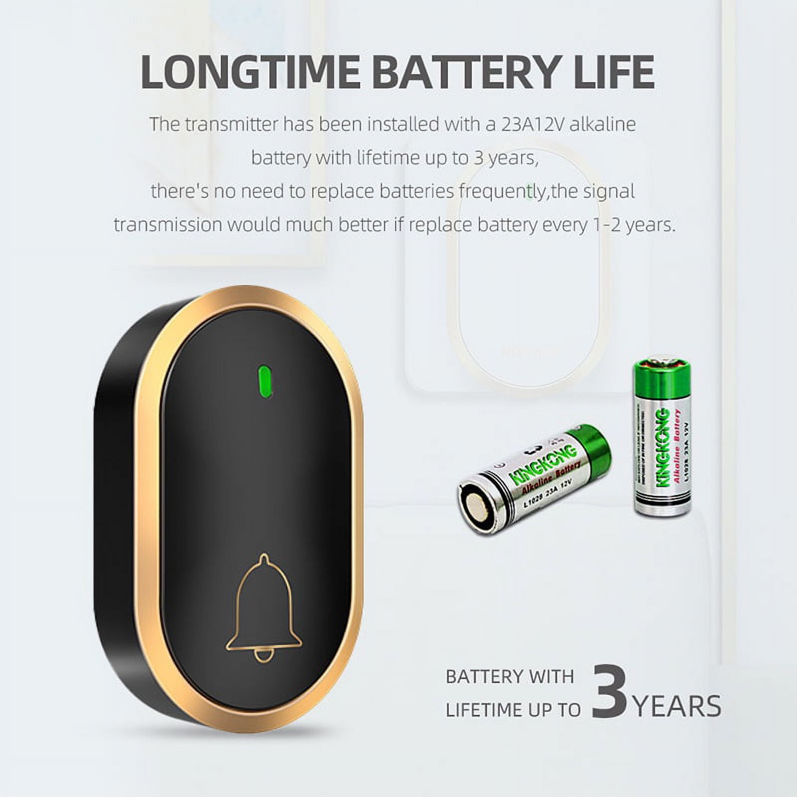 Intelligent Doorbell Wireless Waterproof Super Endurance 300M Range Four Modes 60 Music