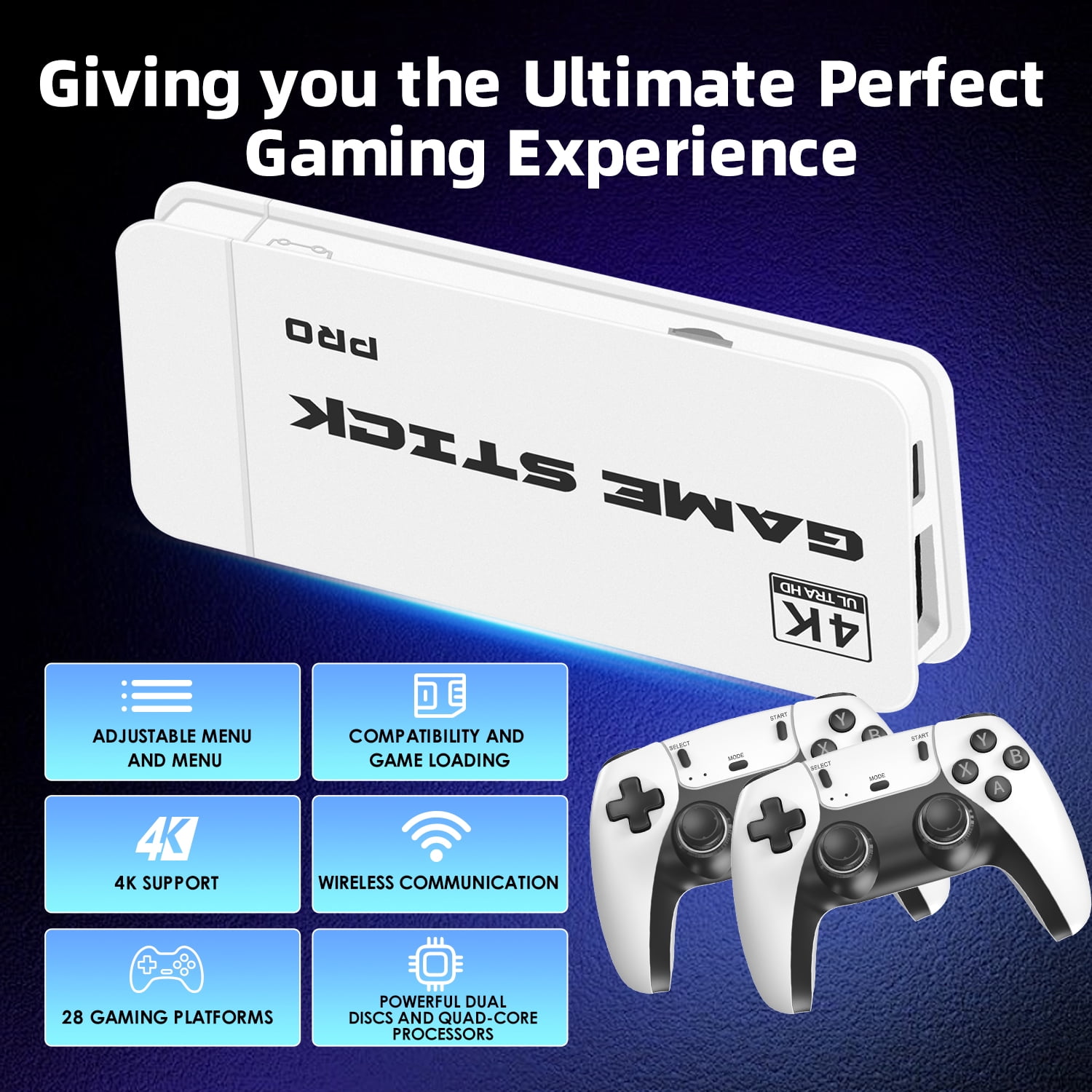 ZDSSY Retro Game TV Stick M8 4K Games Console 64G Dual 2.4G Wireless Controller