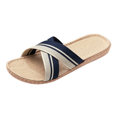 XDDST Guest Slippers Slippers for Womens Men Linen Shoes Women Summer Household Beach Slippers Sandals Floor Shoes Slides