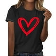 thumbnail image 3 of ICHUANYI Womens Tops Summer Trendy Short Sleeve Crew Neck Heart Print T-shirt Casual Shirts, 3 of 4