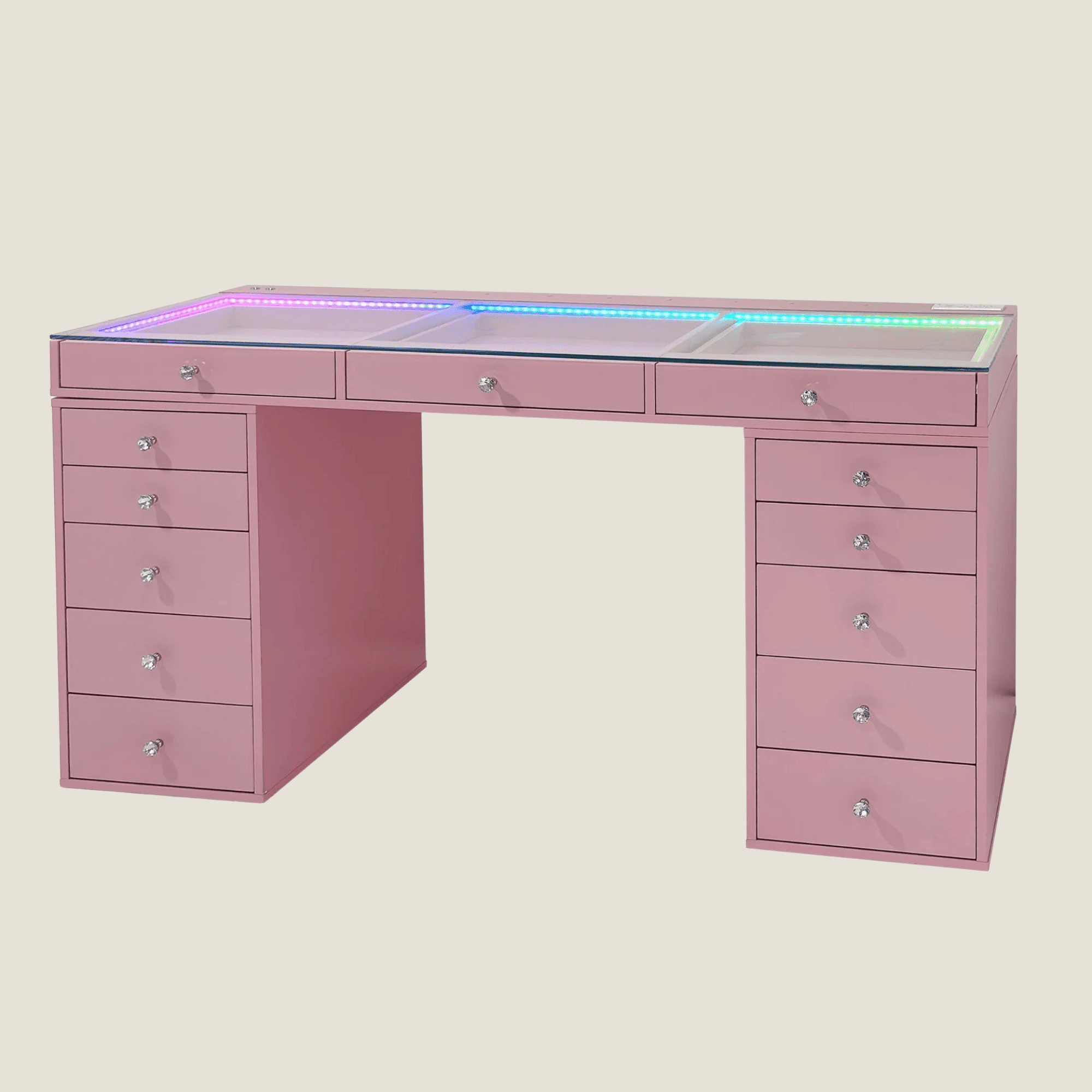 Impressions Vanity SlayStation Radiant Pro 2.0 Vanity Table with RGB Light, Clear View Glass TableTop