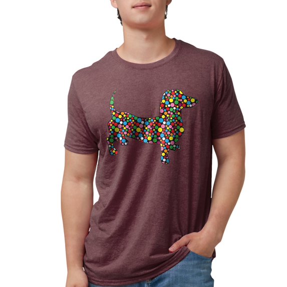 CafePress - Polka Dot Doxie Men's Deluxe T Shirt - Mens Tri-blend T-Shirt