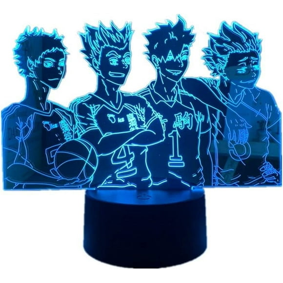 Acrylic 3D Illusion Lamp Anime Akaashi Keiji Kotaro Bokuto Team Led Night Light for Kids Room Decor Japanese Manga 16 Color Change