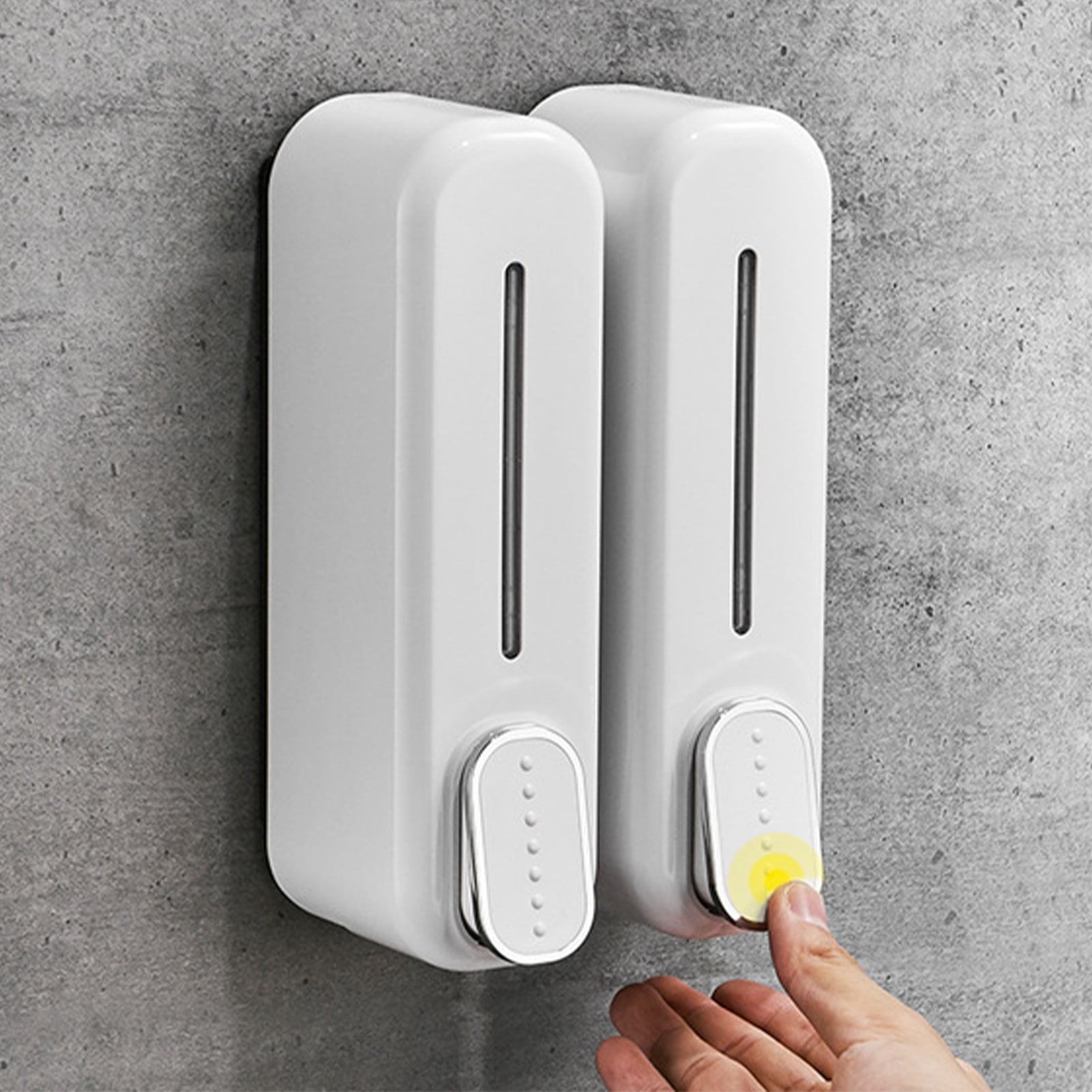 YAHHU 300ml / 10.1 oz Manual Soap Dispenser Press ABS Wall Mounted Shower Gel Container for Home Hotel, White