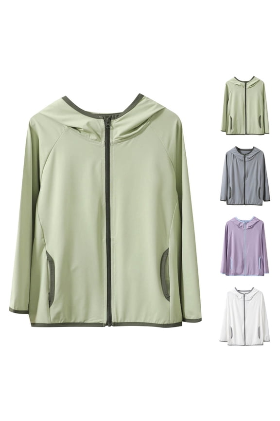 Gifts Dianli Solid Color Long Sleeve Hooded Jacket, Soft Ice Silk Material, Ultra Thin Breathable Loose Fit Outerwear, Versatile Casual Coat for Spring Summer Daily and Outdoor Wear for Youth White