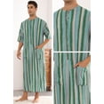 thumbnail image 3 of Unique Bargains Men's Striped Nightshirts Short Sleeves Button Down Stripes Nightgown XL Green Gray, 3 of 6