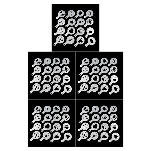 Billuyoard 16 Pieces/Set Plastic Coffee Stencil Portable Tool Replacement Decorating Reusable Template Shop Professional Mold Drink Type2 NO2