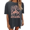 thumbnail image 2 of Trendfront Womens Summer Crew Neck Short Sleeve Tops Oversized Western Cowboy Graphic Tees Pattern Printed Retro Style T-Shirts, 2 of 4