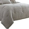 thumbnail image 2 of 10 Piece King Cotton Comforter Set with Textured Floral Print, Gray- Saltoro Sherpi, 2 of 5