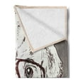 thumbnail image 2 of Modern Soft Flannel Fleece Throw Blanket, Hipster Puppy with Glasses Smart Dog Nerd Animal Humor Fun Graphic Design, Cozy Plush for Indoor and Outdoor Use, 50" x 60", White Tan Brown, by Ambesonne, 2 of 5