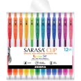 thumbnail image 1 of shiyou-Sarasa Clip Retractable Gel Pen, Fine Point, 0.5mm, Rainbow Assorted Colors, 12 Pack (44100), 1 of 4
