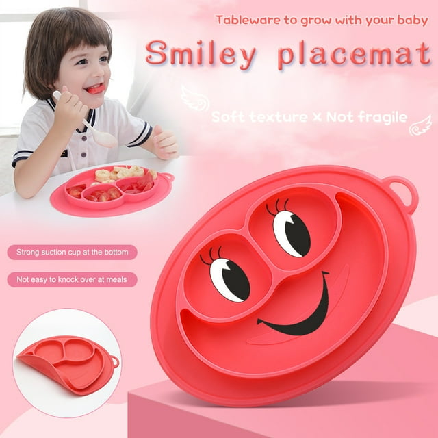 Amerteer Assiette à Succion en Silicone pour Bébé, Ensemble de Table en Silicone Portable Divisé pour Tout-Petits, Ensemble de Table Imperméable pour Voyage, Ensemble de Table Antidérapant en Silicone Réutilisable Facile à Nettoyer pour Bébés