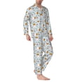 thumbnail image 2 of KLL Cute Rabbit Hold Carrot Sleepwear Mens Flannel Pajamas,Long Cotton Pj Set, 2 of 7