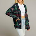 thumbnail image 5 of WTOBBY Women's Christmas Themed Knit Top with Long Sleeve, V-Neck Print, and Button Cardigan for Casual Wear,Dark Green XL, 5 of 6