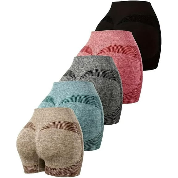 5pcs High-waisted, buttock-raising and tummy-controlling shorts for running and fitness training