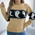 thumbnail image 2 of UngA Halloween Womens Clothing Halloween Knitted Pullover Sweaters Fall Winter Fashion Maple Leafs Pumpkin Clothes Fall Outfits for Women Khaki,S, 2 of 7