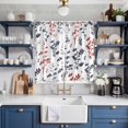 thumbnail image 2 of Grey Red Botanical Kitchen Curtains Window Panels, Watercolor Spring Floral Summer Leaf Insulated Window Treatment Curtain, Grommet Curtains for Bedroom/Living Room/Bathroom, 2 Piece 52"Wx84"L, 2 of 8