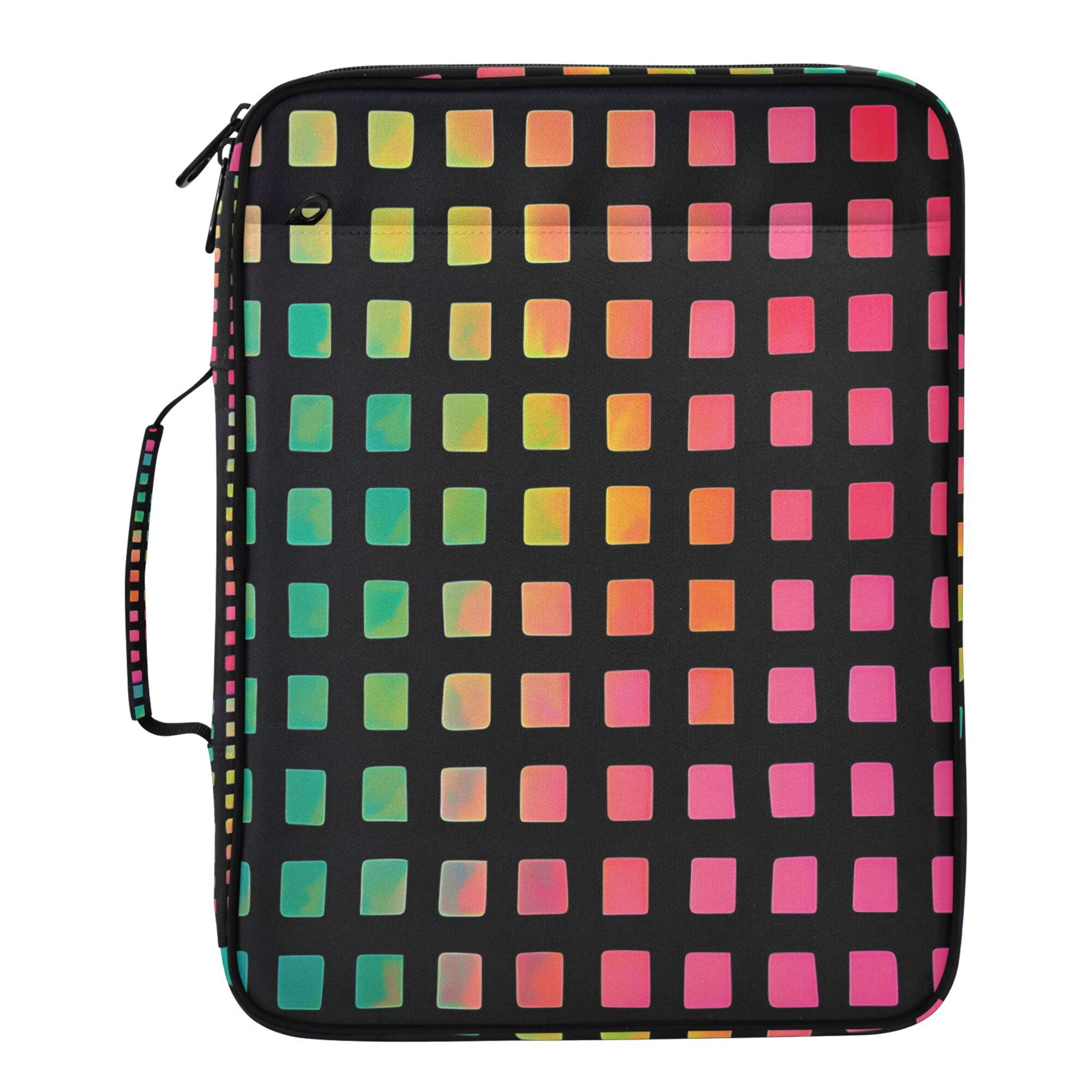 FORMRS Accordion File Folder A4 Size 7-Pocket Expanding Document Organizer Bag with 3 Ring Binder, Pink Block Pattern