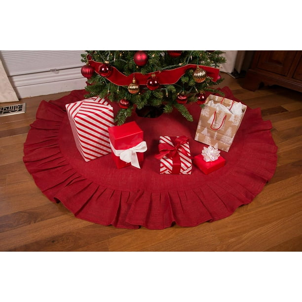 Christmas Tree Skirt with Ruffled Edge 36" and 60" Rustic Trees
