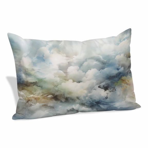 Blue White Ombre Pillow Covers 24"x36", Watercolor Cloud Geometric Abstract Art Soft Brushed Microfiber Breathable Throw Pillow Covers, Pillowcase with Zipper for Couch Sofa Bedroom Living Room