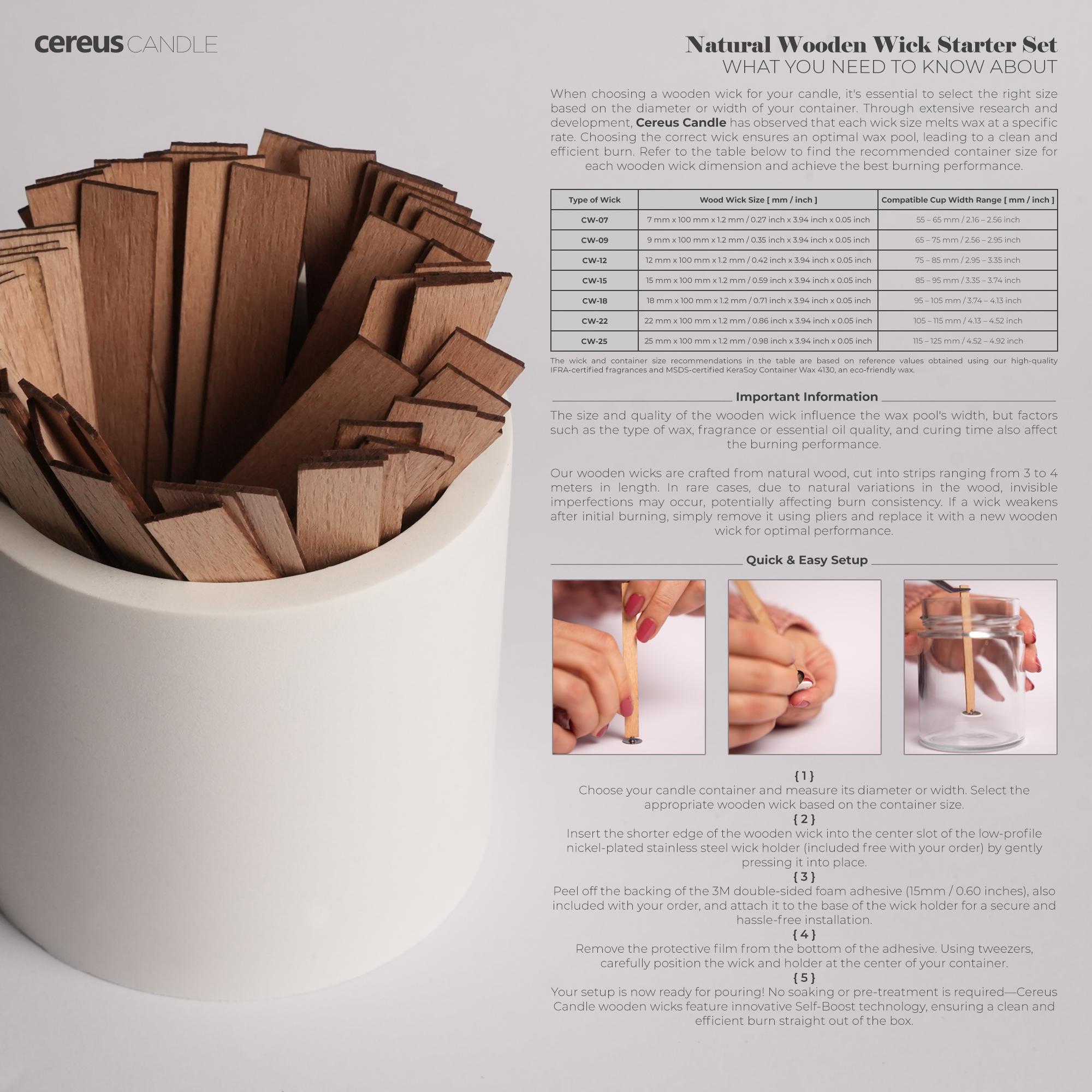Wood Wick Candle Making Kit – 7 Sizes – Woodwick for Candle Making – Clean Burn & Crackling Sound
