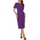 thumbnail image 2 of VESTIDO FORMAL DE MUJER INSPIRE CHIC CON MANGAS ABULLONADAS Y CUELLO REDONDO CON ABERTURA, VESTIDOS PENCILES MIDI XL PÚRPURA, 2 of 6