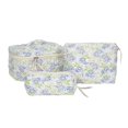 thumbnail image 1 of Bolsa de cosméticos de gran capacidad con estampado floral y doble cremallera Organizador de maquillaje de viaje para guardar artículos de aseo y material de oficina, 1 of 6