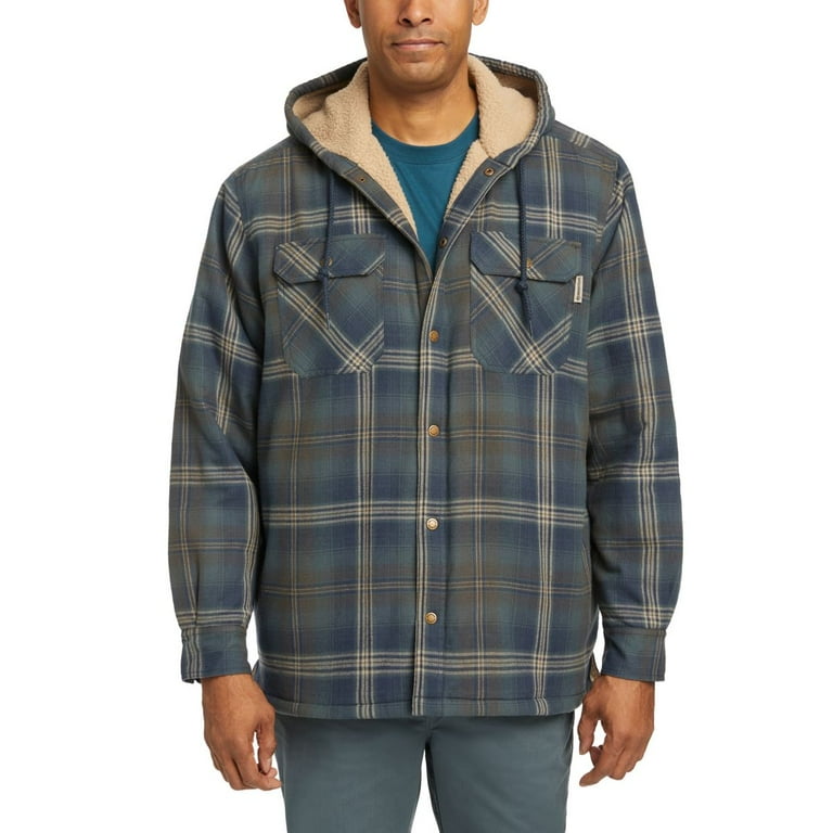 Wolverine Hastings Sherpa Lined Hooded Shirt Jac Men Slate Plaid Walmart