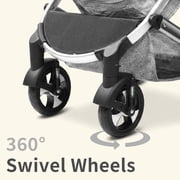 AILEEKISS 3-in-1 Convertible Baby Stroller with Big Seat and Adjustable Canopy, 24 Pounds, Light Grey