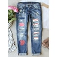 thumbnail image 4 of FARYSAYS Women's American Flag Print Jeans for Women Trendy Patchwork Jeans Stretch Jeans for Womem Denim Pants Ripped Denim Jeggings, US S-2XL, 4 of 4