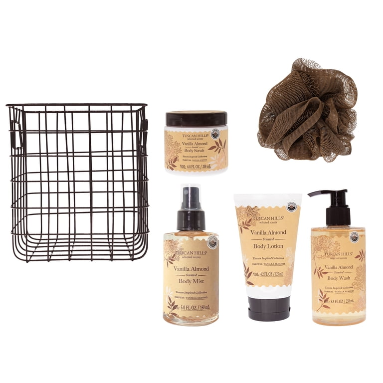Tuscan Hills Body Care Gift Set with Shower Caddy, Vanilla Almond