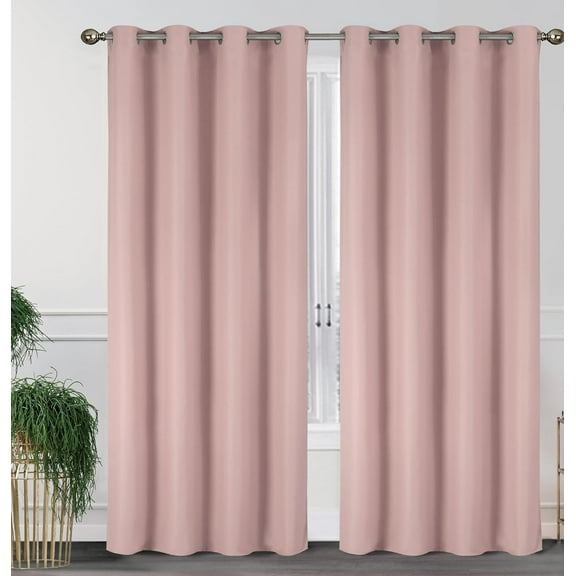 J&V TEXTILES Blackout Curtains 84 Inch Length 2 Panels Set, Thermal Insulated Long Curtains& Drapes 2 Burg, Room Darkening Grommet Grey Curtains for Living Room W55 x L84 Blush