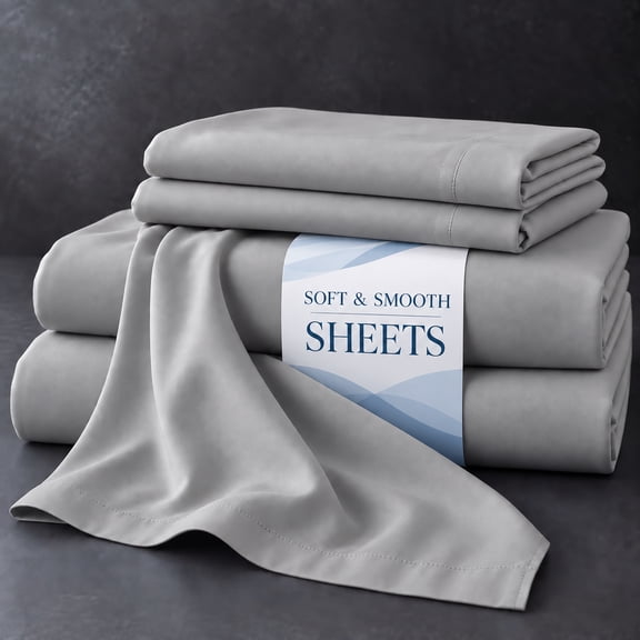 3/4 Pcs Bedding Sheet Set,Deep Pocket Fitted Sheet, Soft Comfortable Fabric, Suitable for All Seasons,Machine Washable(Grey,Twin)