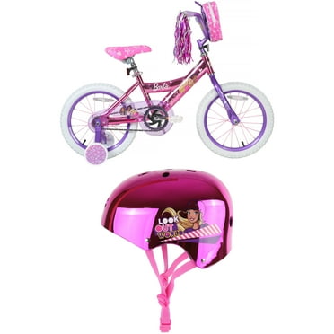Dynacraft Barbie 16-inch Girls BMX Bike for Age Group 5-7 Years, Pink with Barbie Chrome Helmet for Bikes, for Ages 5 