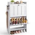 thumbnail image 3 of Asofer Shoe Cabinet with 2 Flip-Down Drawers & Open Storage – Freestanding Narrow Entryway for Hallway, Closet, Dorm, White, 3 of 10
