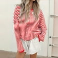 thumbnail image 2 of iHPH7 Travel Sweater Striped Sweater Women Womens Fall Clothing Travel Cardigan Women Fall Clothes Knits Clothing Loose Cardigan for Women Red XL, 2 of 8