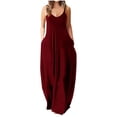 thumbnail image 2 of Lenago Robe de Pâques Grande Taille pour Femmes Mode à Bretelles Taille Mi-Haute Col en V Sans Manches Couleur Unie Ajustée Fête Plage Longue Robe Été Robes de Plage en Liquidation, 2 of 5