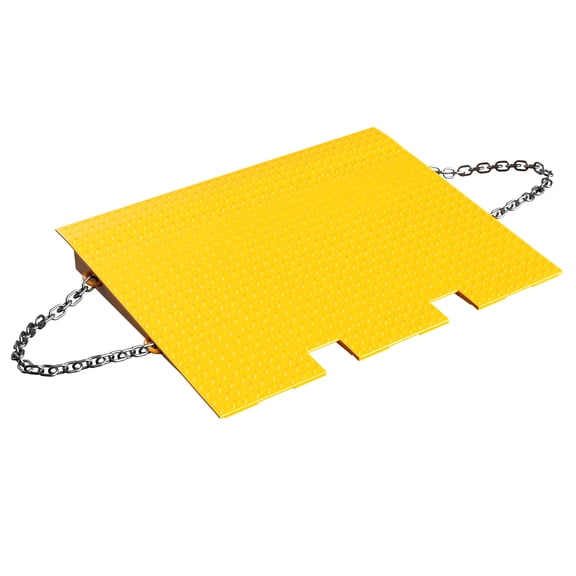 HPDMC HD Steel Shipping Container Loading Ramp, 16,000 lbs Capacity, 49" x 86" Diamond Plate Dock Board with Lifting Chains for Forklifts and Carts