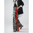 thumbnail image 4 of Women'S Cheetah Print Wide Leg Baggy Pants Y2k Side Loose Streetwear Trousers Gray XL, 4 of 8