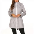 thumbnail image 1 of Chaqueta Impermeable para Mujer con Capucha y Cremallera Frontal de Longitud Media para Exteriores. Gris L, 1 of 8