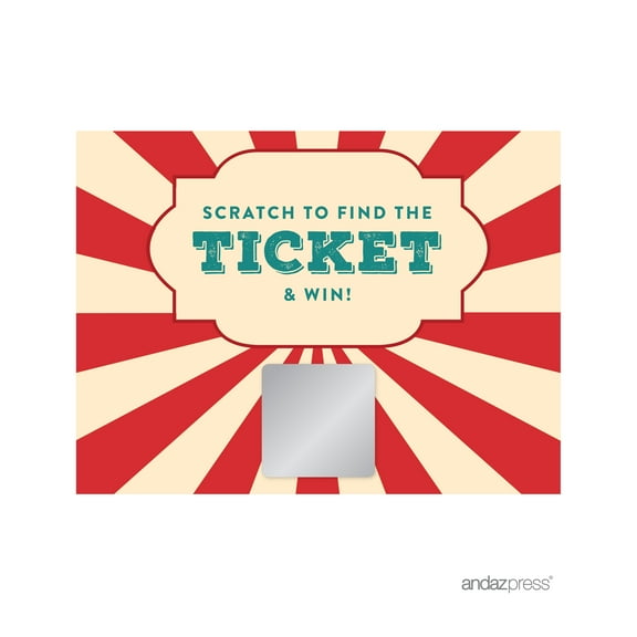 Carnival Circus Birthday Games & Activities, Scratch Off Winner Game Cards, 30-Pack