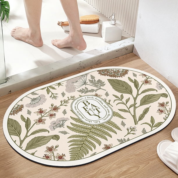 Alfombra de baño Respaldo de goma súper absorbente Alfombrilla de baño lavable antideslizante | Alfombrilla de secado rápido para bañera con ducha | 50x80cm | Moderno Multicolor | Fácil de limpiar