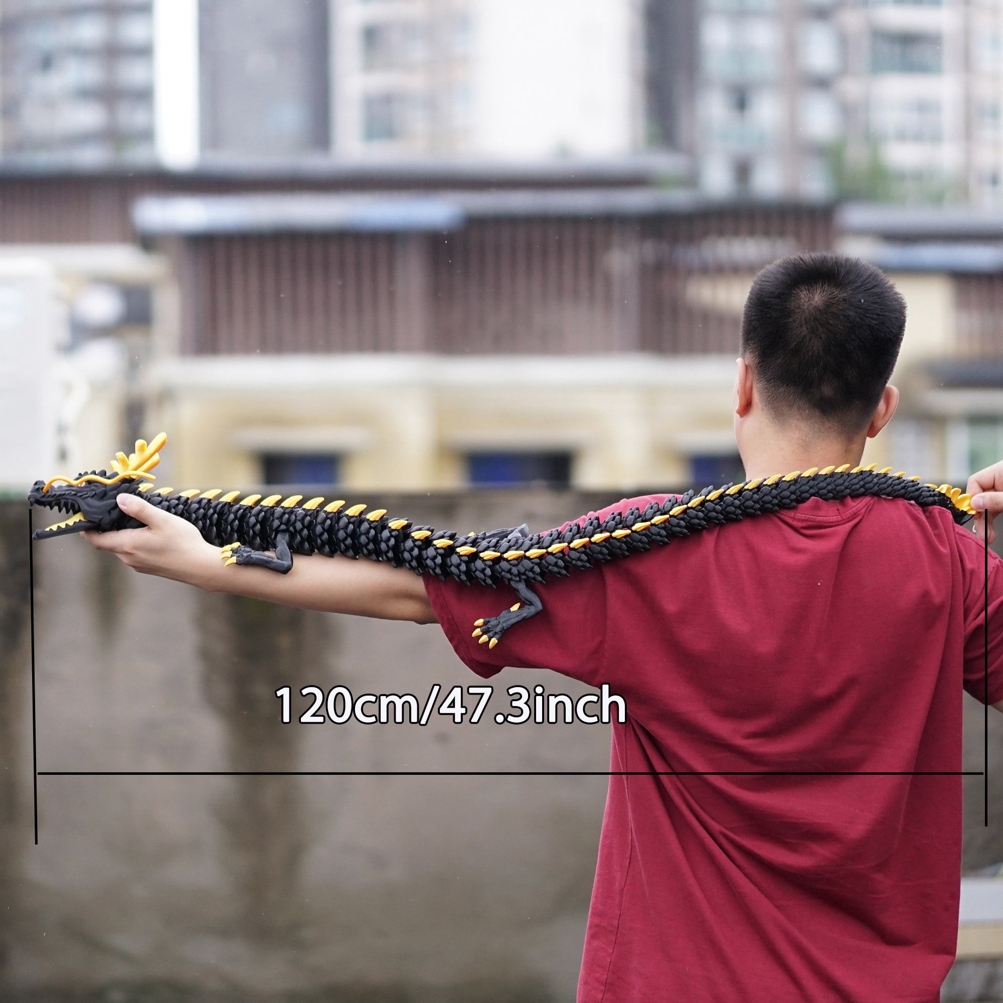 47.5inch 3D Printed dragon,Flexible Joint Animal lacertid Figurines,Realistic Eyes, Home Office Decor,Fidget Toy for Adults Teens Boy Festival Gifts